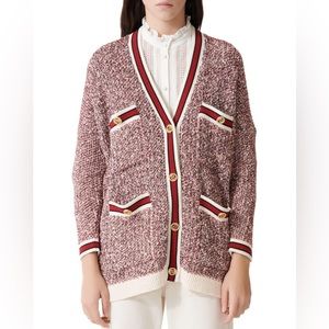 Brand New - Maje button detailed metallic tweed cardigan